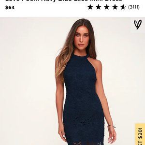 Navy Blue Lace Mini Dress - Love Poem